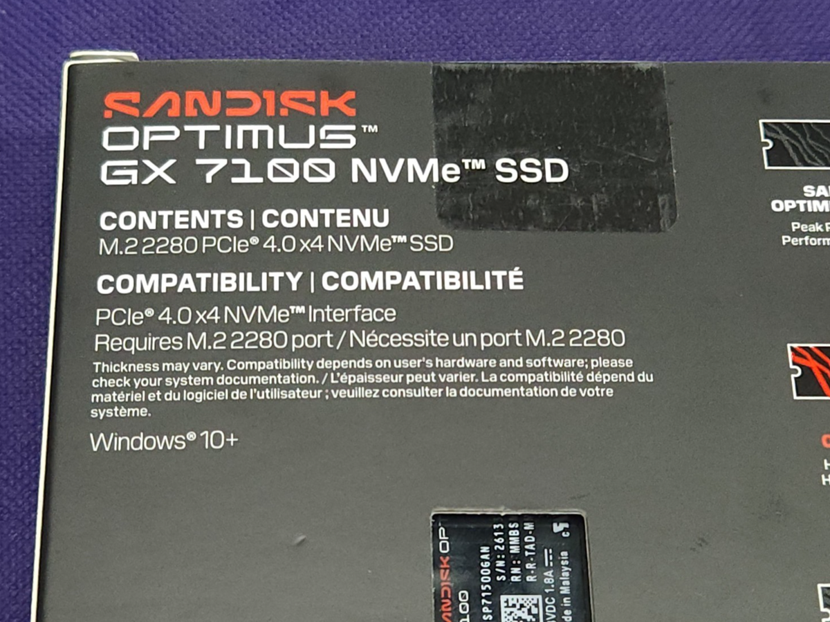 SanDisk 2280mm Optimus GX 500GB M.2 NVMe Gen 4.0 SSD SDSP71500GAN