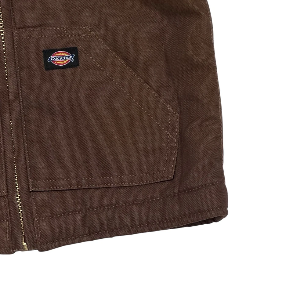 DICKIES SHERPA LINED DUCK JACKET YOUTH SIZE M BROWN HOOD POCKETS - Image 3 of 4