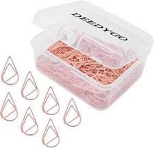 250 Pieces Rose Gold Cute Paper Clips Drop-Shaped Teardrop Stainless Steel Pap