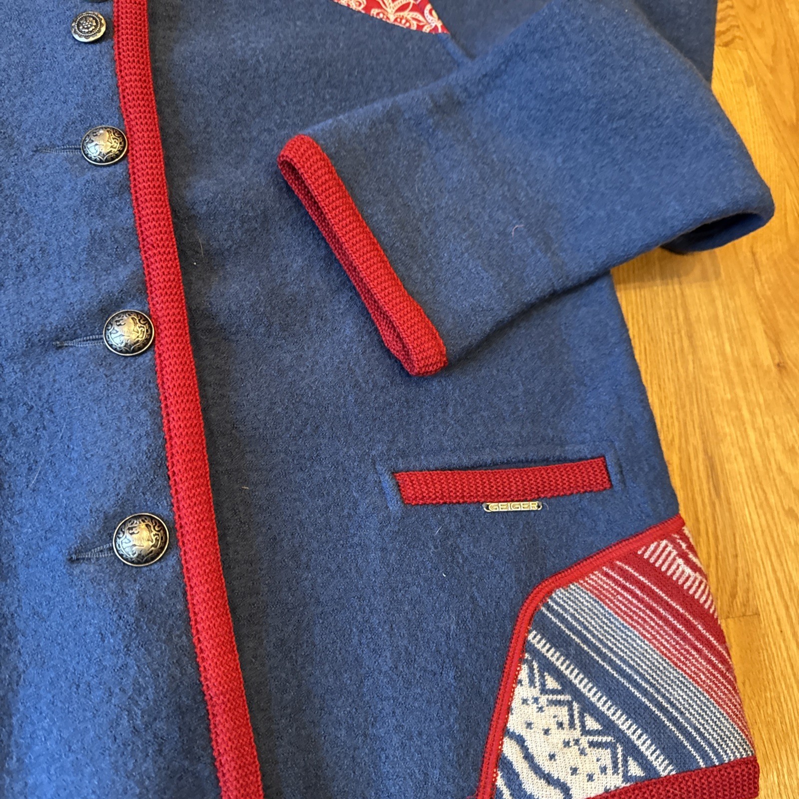 Geiger Women’s Patchwork Boiled Blue Wool Sweater… - image 5