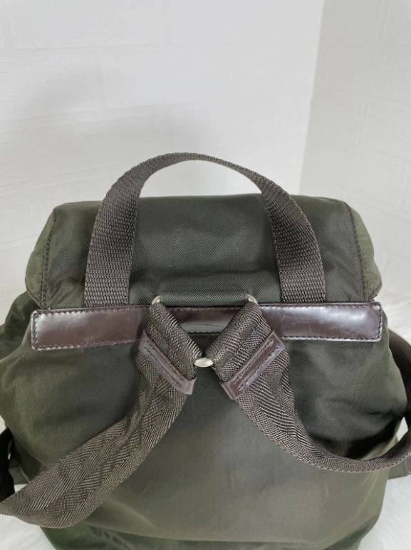 Prada Nylon Backpack Drawstring Triangle Logo Kha… - image 14