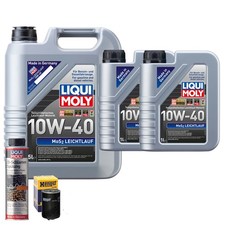 Motoröl 10W40 LIQUI MOLY Mos2 Leichtlauf 7L+HENGST Ölfilter +Ölschlammspülung