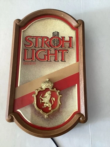 Vintage Stroh Light Beer Bar Sign Lighted 1986