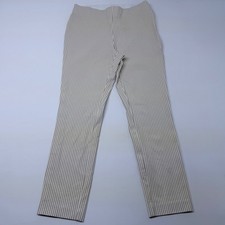 A New Day Striped Stretch Pants Beige White Size 6 High Rise Elastic Waist