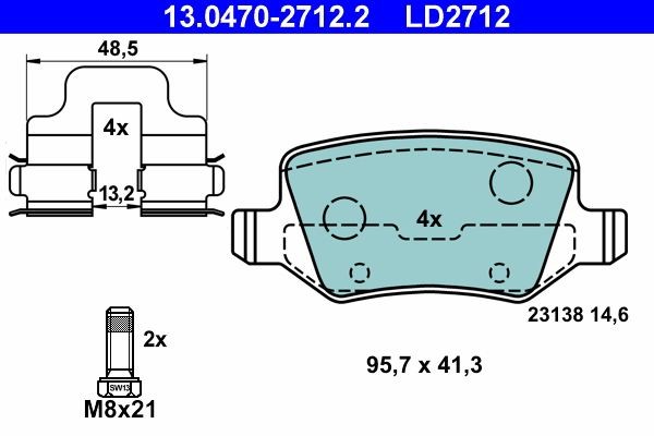 Bremsbelagsatz Scheibenbremse Hinten Ate 130470 27122 FÜR Mercedes-image