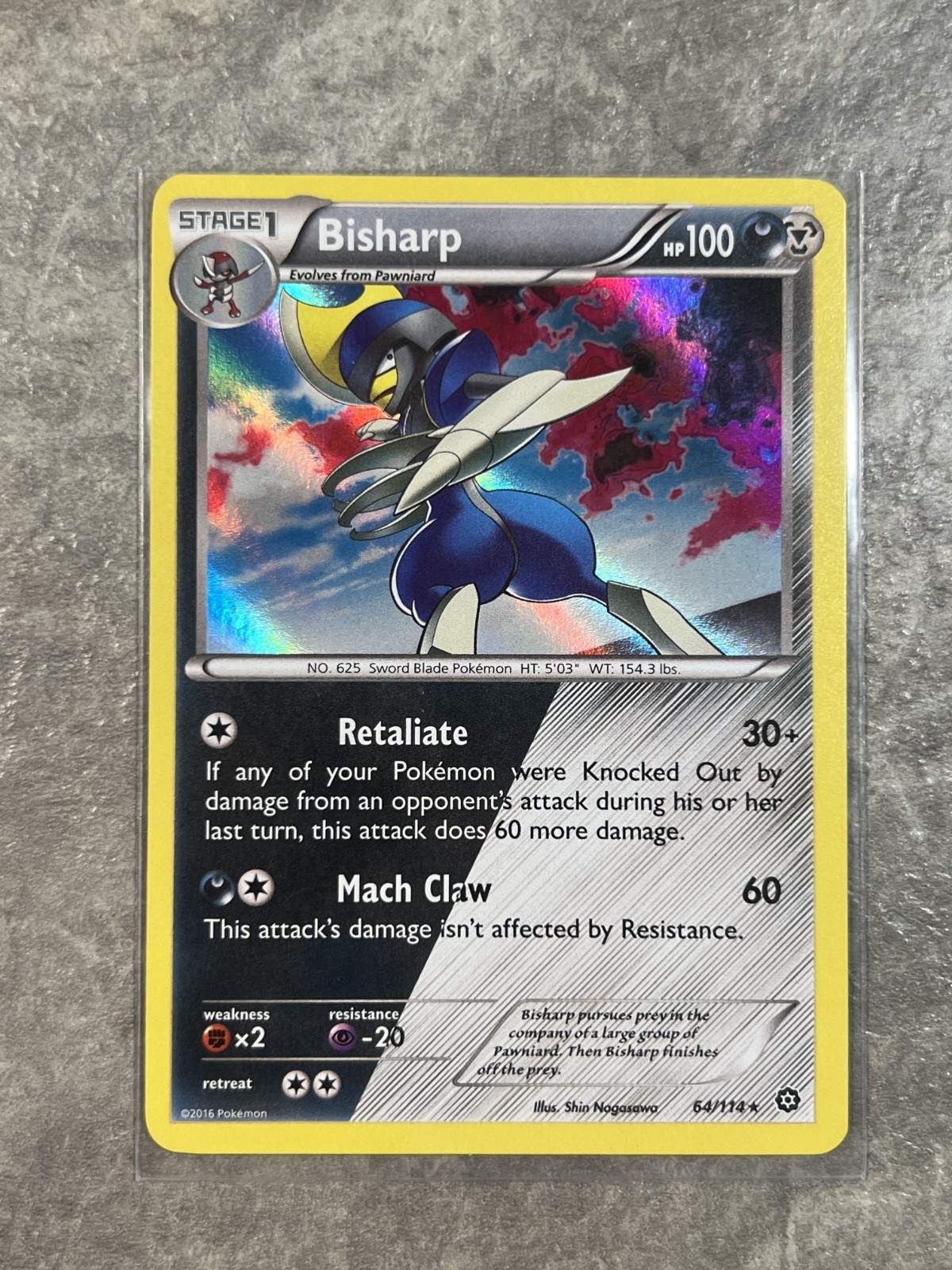 Bisharp (Cosmos Holo) 064/114 Pokemon TCG XY Holo Rare Card (Light Play)