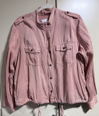 Rails Collins Utility Jacket Women LARGE Rose Dust Garment Dyed Tencel Linen