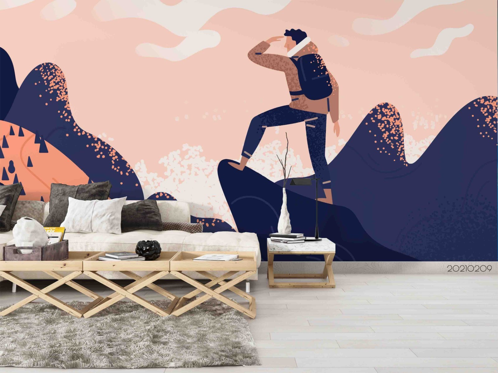 3D Mountain Man Illustration Wall Murals Wallpaper Murals Wall Sticker