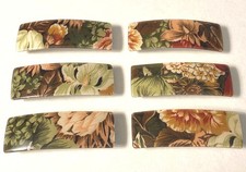 Barrette Metal Hair Clip Vintage Botanical Floral Fabric Garden Made in France