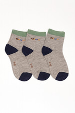 Kids Crew Socks 3-Pack Gray Black Green Trim   Unbranded NWOT Soft  Stretchy