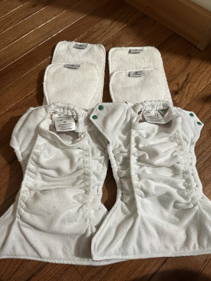 Lote de 2 pañales de tela de bolsillo Kangacare Rumparooz G2 talla única 2 pequeños + 2 lg inserto Foto 2 de 4