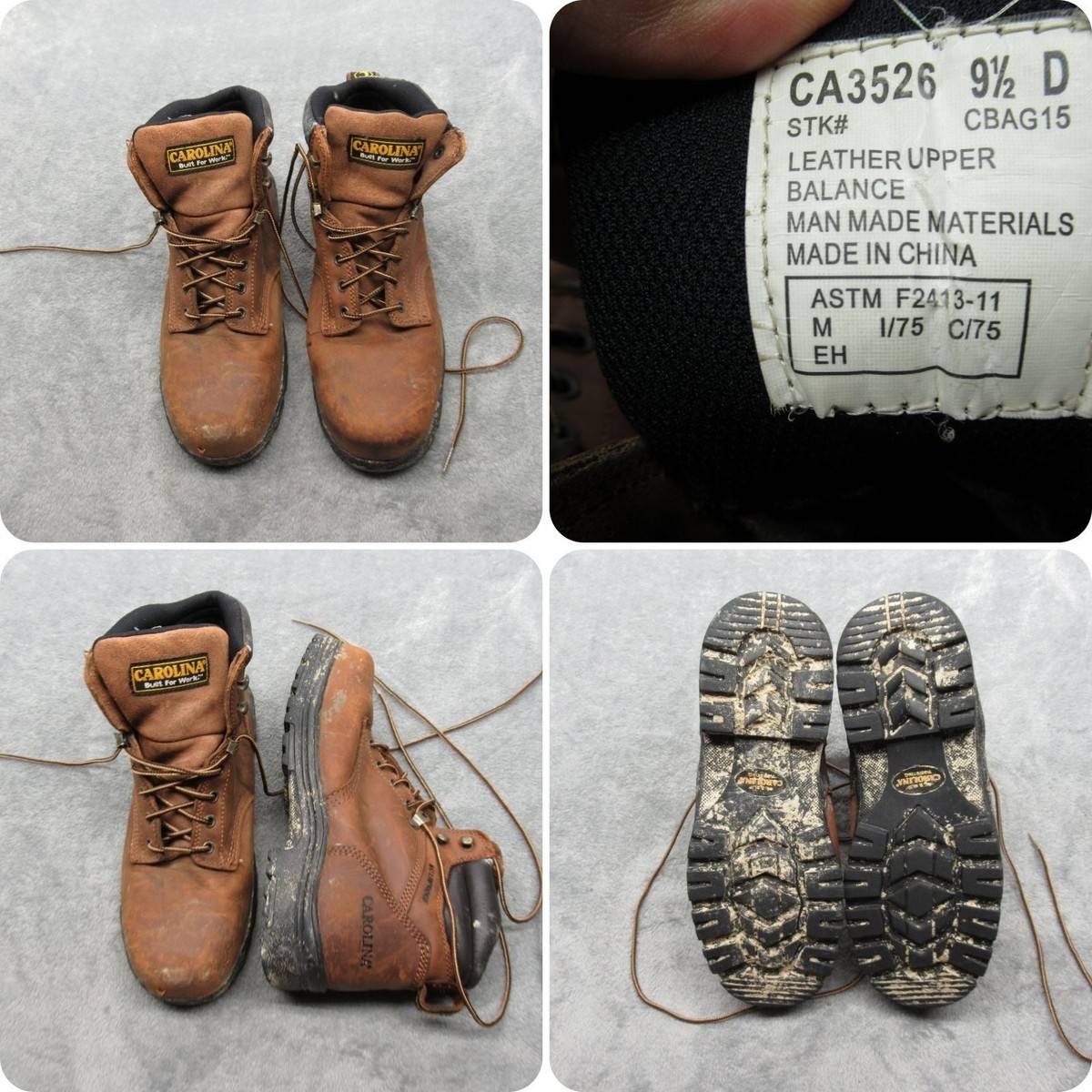Vintage NWT Carolina‎ 367 USA Made Brown Leather Work Boots 8.5 EE Deadstock NOS Carolina Men main image 4