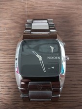 Orologio da polso cronografo Nixon The Banks quadrante nero cinturino argento 42 mm come nuovo