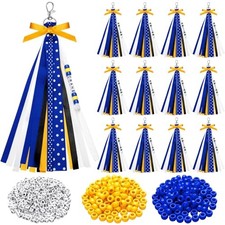 12 Pcs Cheer Keychains Cheerleader Gifts for Team Personalized DIY Blue, Gold