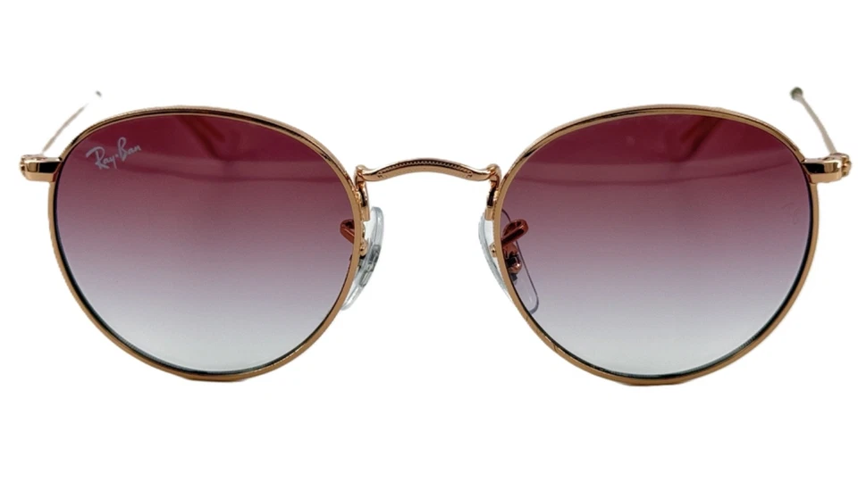 Gafas de sol Ray Ban Jr RJ9547S unisex redondas de metal 2918H oro rosa 44-19 grado púrpura Foto 3 de 4