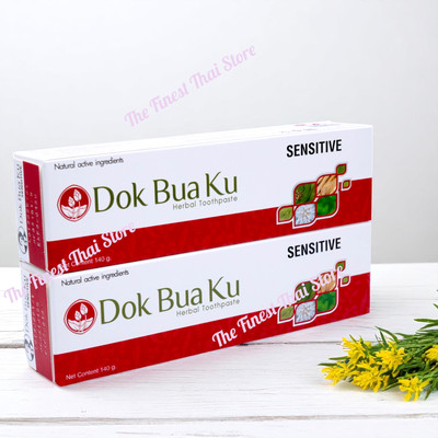 Twin Lotus Dok Bua Ku Sensitive Toothpaste 100% Natural Herbal Sensitive 140g x2
