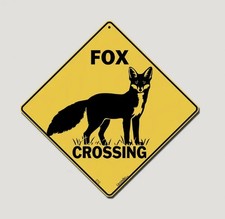 Fox Silhouette Crossing Sign, 12" on sides, 16" on Diagonal, Aluminum