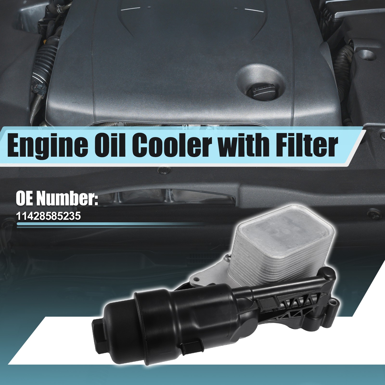 1 Set Engine Oil Cooler Oil Filter for BMW I8 2014-2020 No.11428585235 Black