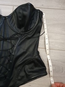 BNWOT Vintage Ann Summers Indulge Black Faux Leather & PVC Corset Top Sz Medium