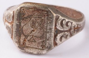 Ring Skull with a scythe Reaper Card Spades suit Signet Unisex jewelry Size 10