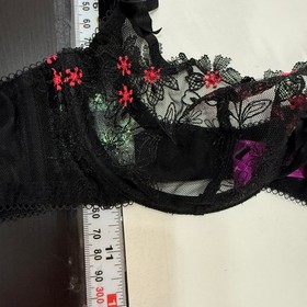 L'Agent by Agent Provocateur Black Lace Bra Floral Sheer Underwire 34A Vintage