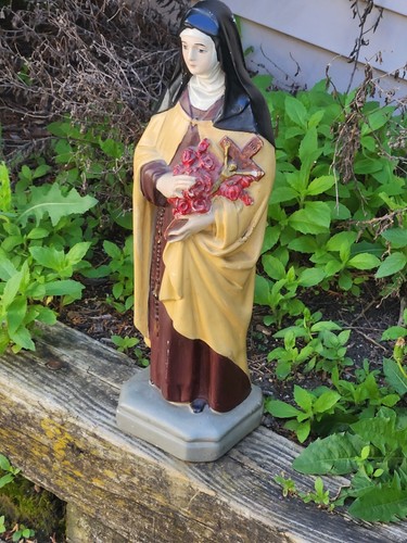 St Therese Of Lisieux Statue 21" Chalkware Figure The Little Flower 9 Lbs Vintag - Picture 3 of 23