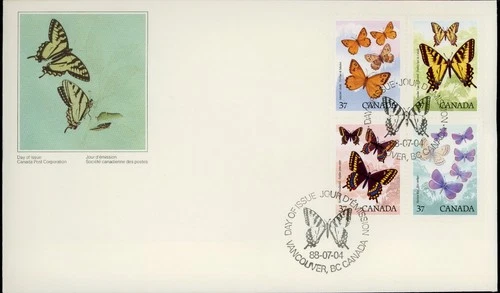 CANADA 1988 BUTTERFLIES #1213a FIRST DAY COVER !! L190