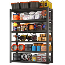 6-Shelf Steel Heavy Duty Freestanding Garage Storage Shelving Unit in Black 48