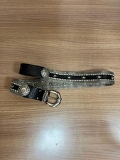 Nanni Milano Black Leather Silver Metal Mesh Belt , Western Boho Size 80/32