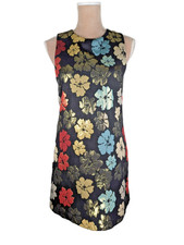 Urban Outfitters Cooperative Metallic Floral Mini Dress Small 60's Mod Twiggy