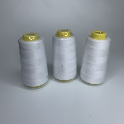Set Of 3 - 3000 Yards White 100% Polyester Sewing Thread Pagoda Cone Thread