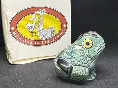 Artesania Rinconada Frog/Toad, Blue-green and Black Rare Figurine
