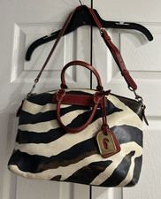 Borsa Dooney Bourke STAMPA ZEBRA ~ Borsa a tracolla in pelle vacchetta fiorentina rossa