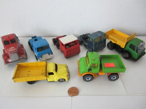 VINTAGE LOT OF 7 Matchbox Tonka Unimog Gemany toys semi truck cabs caps