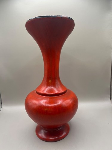 Vintage Royal Haeger USA Red Ceramic Ewer Vase With Handle & Glossy Black Interi - Picture 5 of 6