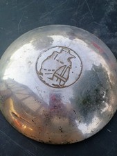 Vintage Car Hubcap Great Lakes Sailboat Michigan Outline Logo Metal 10