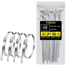 Stainless Steel Zip Ties 11.8 inch 100pcs, 304Stainless Steel Metal Zip Ties ...