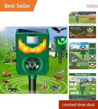 Solar Animal Repeller Ultrasonic Pest Deterrent with Motion Sensor Light