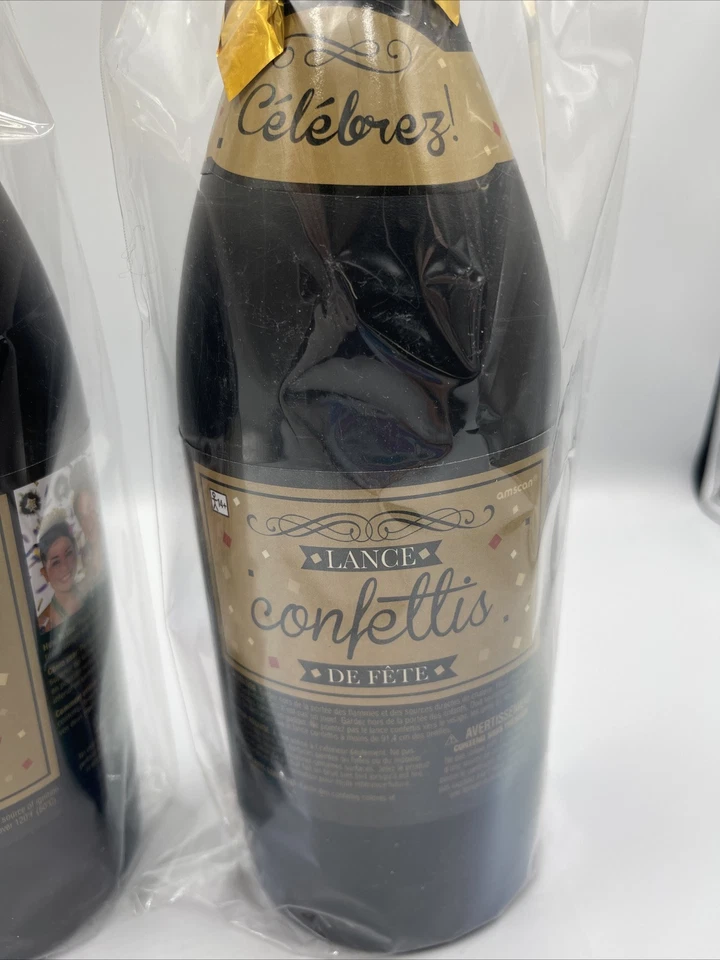 Botella de Confeti Fiesta Popper, Graduación, Cumpleaños, Año Nuevo en Cualquier momento, Lote de 2 Foto 2 de 4