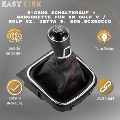 Schaltsack Golf 5 6 Jetta V Scirocco III EOS Schaltmanschette rote Naht 5-Gang