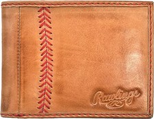 Rawlings Baseball Stitch Genuine Leather Bifold Wallet RS10000 RFID - TAN
