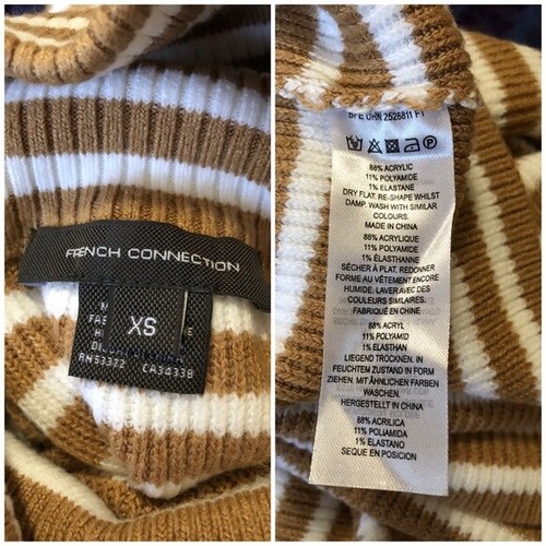 French Connection Stripe Micro Ribbed Turtleneck Sweater Size XS - Picture 6 of 6