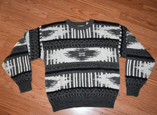 Vintage Saturdays Sweater Men  s Southwestern Aztec Print gray black Pullover L