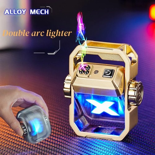 Dual Arc Lighters Metal Gyroscope USB Plasma Electronic Pulse Flameless Lighters - Picture 3 of 10