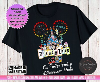Personalisiertes Disneyland Paris World Disney Trip passende Familie T-Shirt 2025 DT7