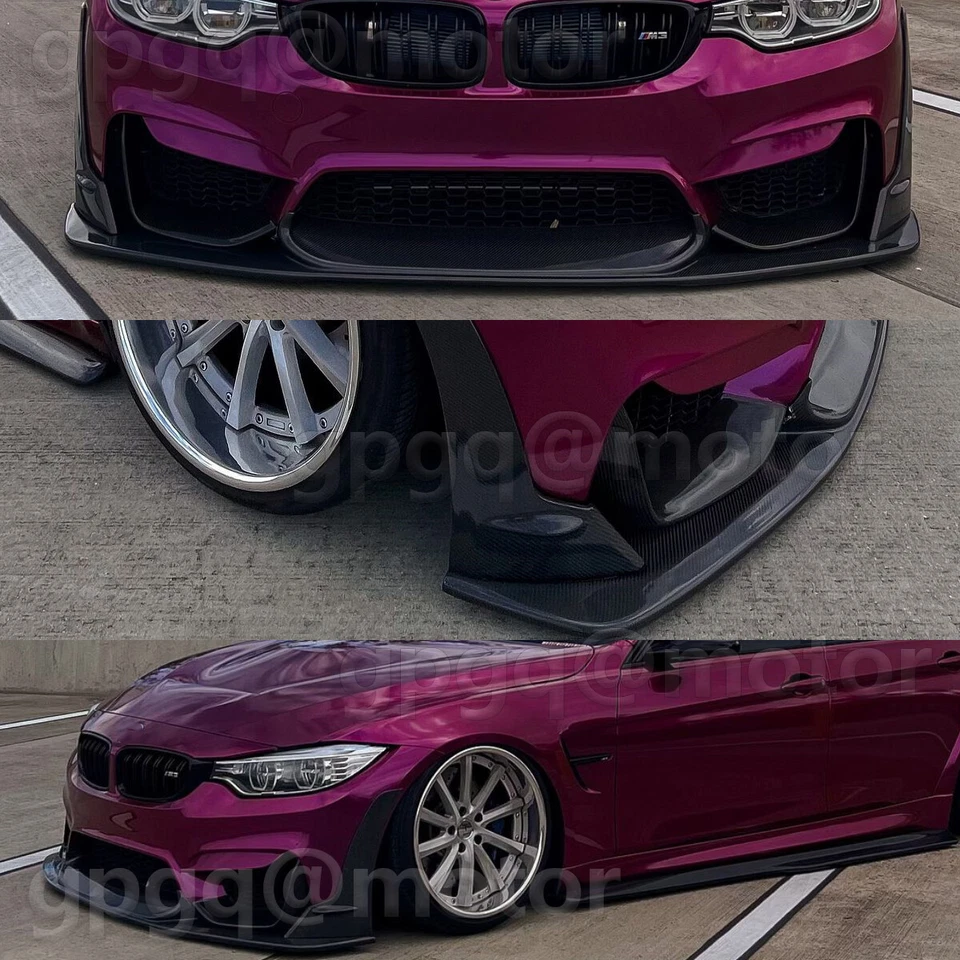 For BMW F80 M3 F82 F83 M4 15-20 LPT Style Glossy Black Front Bumper Lip Splitter - Image 2 of 4