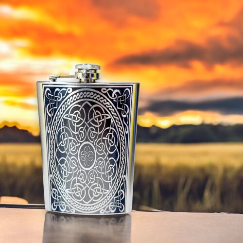 8oz Celtic Design Stainless Steel Flask - Picture 5 of 9