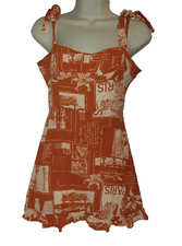 URBAN OUTFITTERS M Jolene Postcard All-Over Print Linen Mini Dress Tie-Shoulder