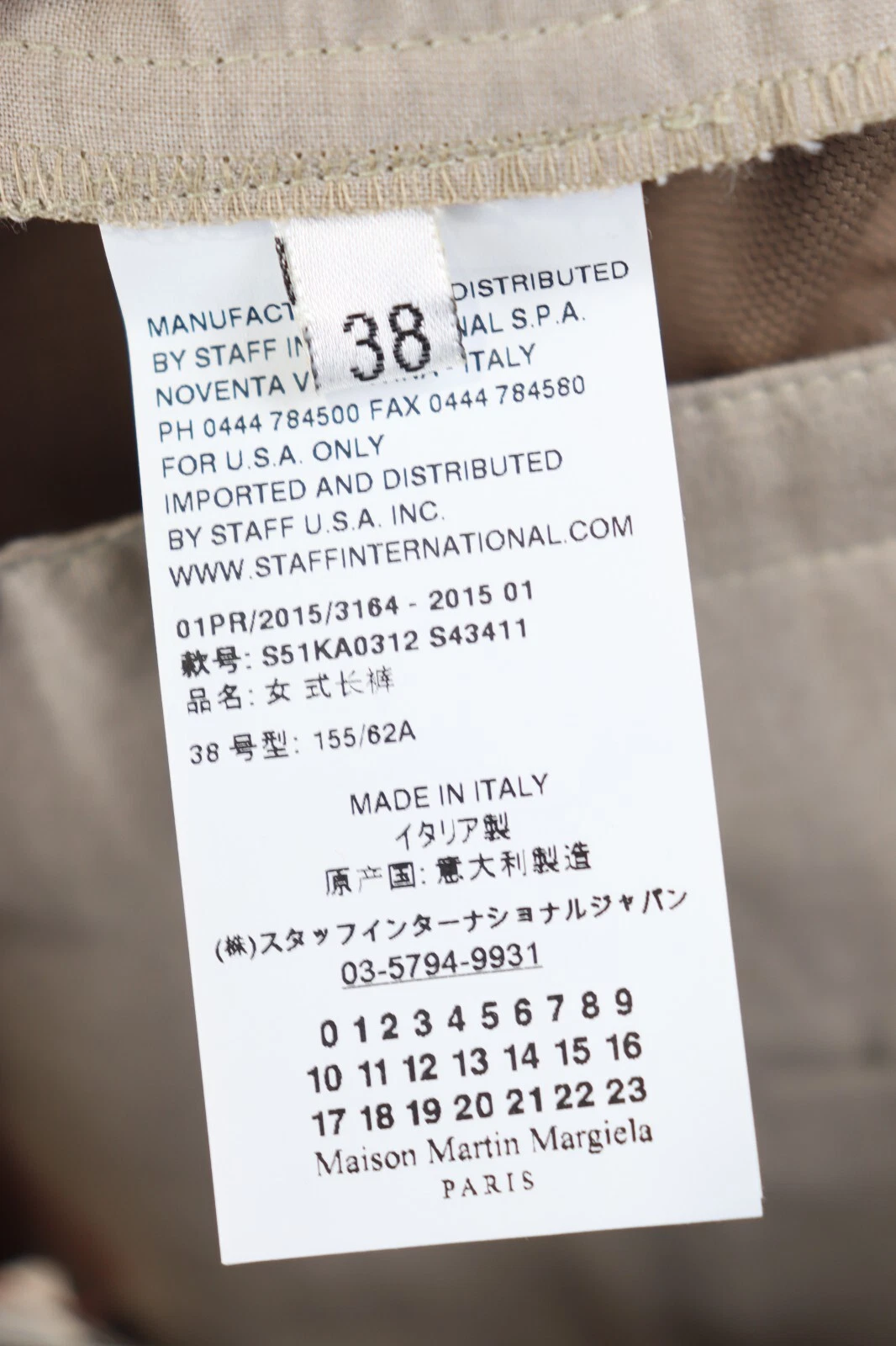 Maison Margiela o1rshd10124 Sltly IRR Pantaloni in Assortimento NUOVI CON ETICHETTE 38