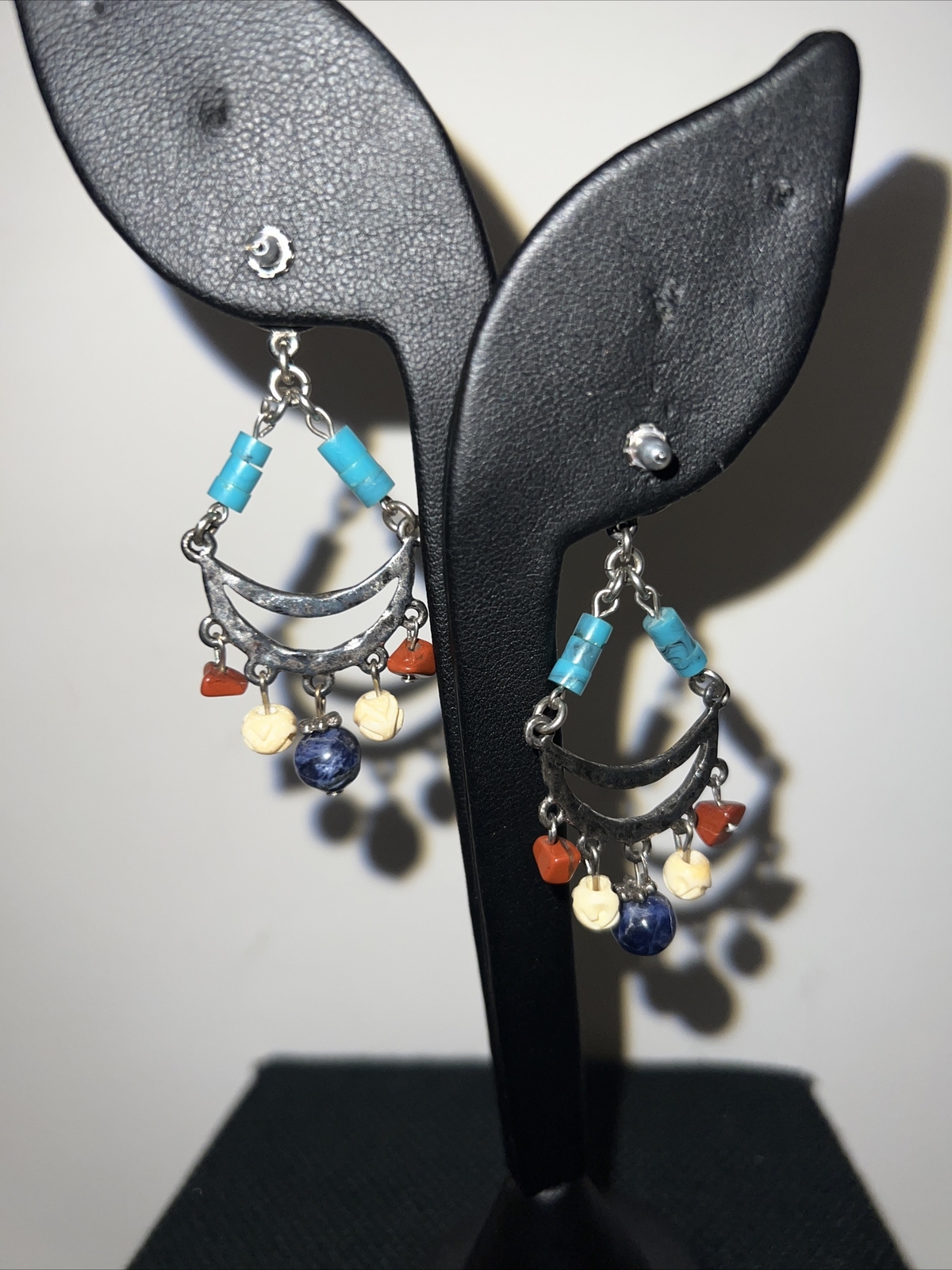 Silvertone cascade Beaded Chain post stud dangle … - image 4